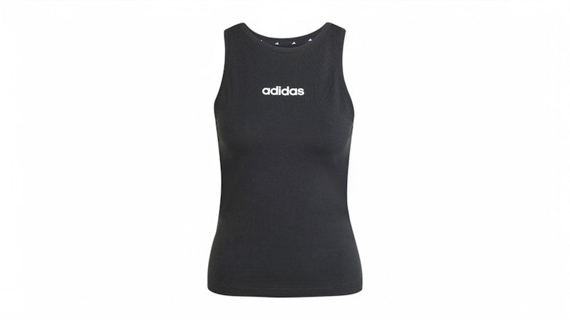 Pre-owned Adidas Originals Women's Essentials Linear Slim Cotton Tank Top In Black/white