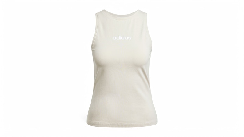 Pre-owned Adidas Originals Women's Essentials Linear Slim Cotton Tank Top In Wonder Alumina/white