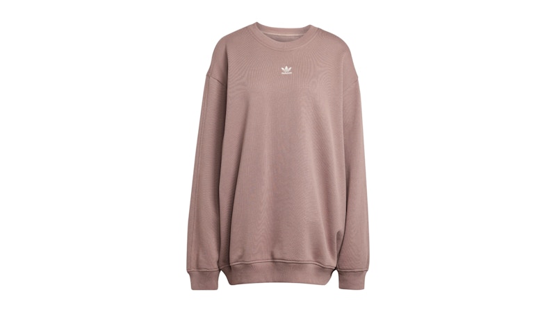 Pre-owned Adidas Originals Women's Essentials Oversized French Terry Sweatshirt In Trace Brown