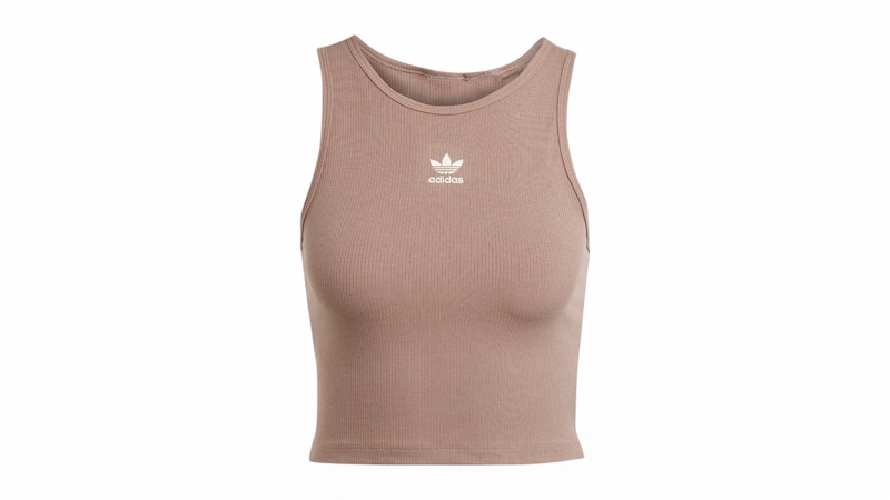 Pre-owned Adidas Originals Women's Essentials Ribbed Tank Top In Trace Brown