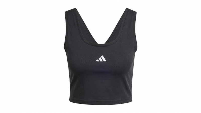 Pre-owned Adidas Originals Women's Essentials Small Logo Cotton Lifestyle Tank Top In Black/white