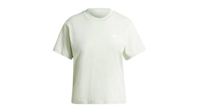 Pre-owned Adidas Originals Women's Essentials Small Logo T-shirt In Linen Green