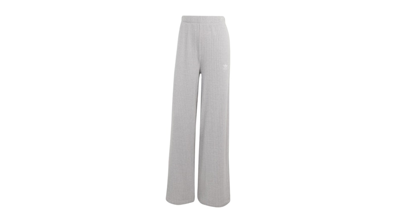 Pre-owned Adidas Originals Women's Essentials Wide Rib Pants In Medium Grey Heather