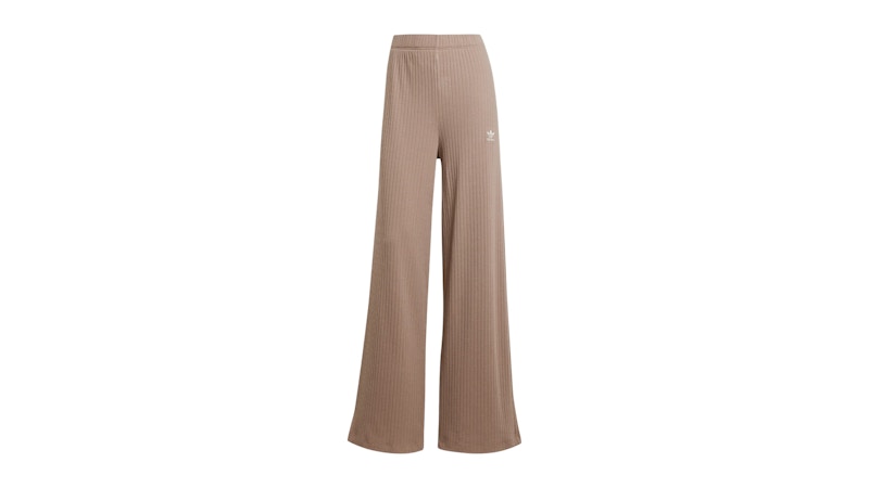 Pre-owned Adidas Originals Women's Essentials Wide Rib Pants In Trace Brown