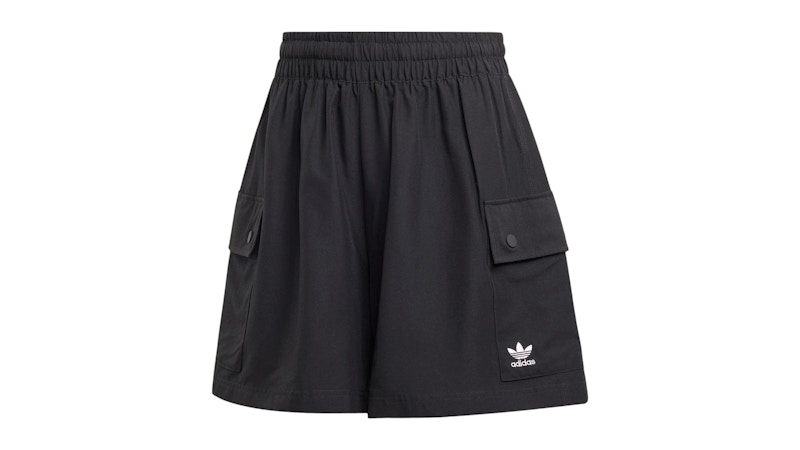 Pre-owned Adidas Originals Women's Essentials Woven Highwaist Cargo Shorts In Black