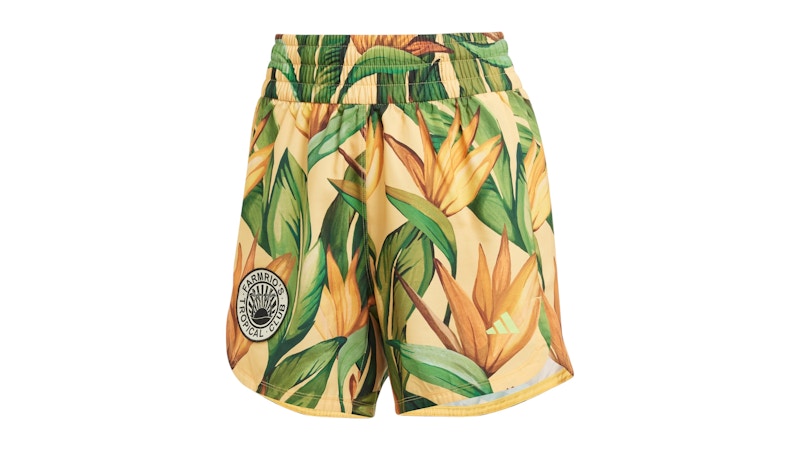 Pre-owned Adidas Originals Women's Farm Rio Pacer Shorts In Semi Spark/bold Gold/semi Flash Green