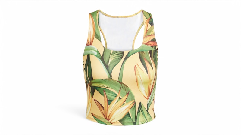 Pre-owned Adidas Originals Women's Farm Rio Tank Top In Semi Spark/bold Gold/semi Flash Green
