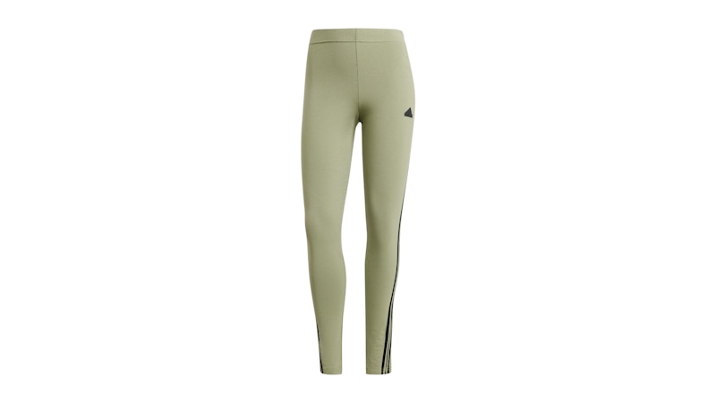 Pre-owned Adidas Originals Women's Future Icons 3stripes Leggings In Tent Green