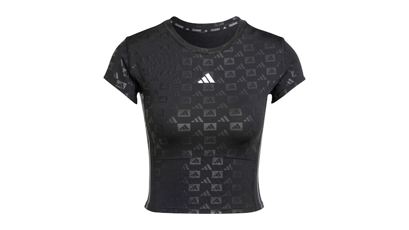 Pre-owned Adidas Originals Women's Hyperglam Emboss T-shirt In Black