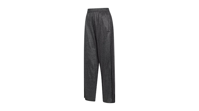 Pre-owned Adidas Originals Women's Lurex Firebird Track Pants In Black/silver Metallic In Multi