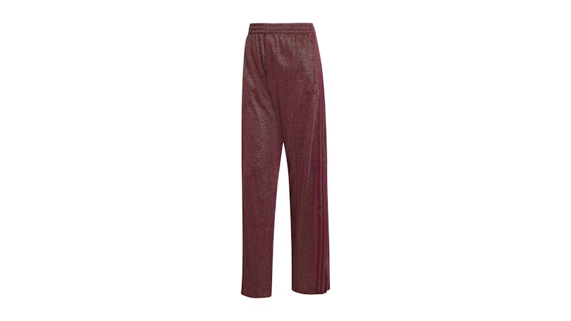 Pre-owned Adidas Originals Women's Lurex Firebird Track Pants In Maroon/gold Metallic In Multi
