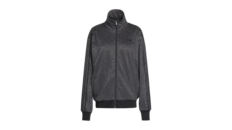 Pre-owned Adidas Originals Women's Lurex Firebird Track Top In Black/silver Metallic In Multi