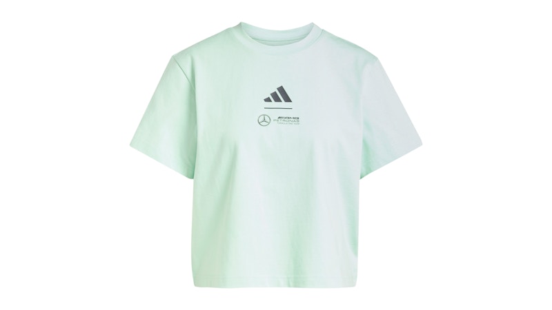 Pre-owned Adidas Originals Women's Mercedes Amg Petronas Formula Team Polo Shirt In Frozen Green/grey Strata