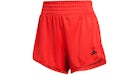 Pantalones cortos Adidas Pacer Essentials de punto de talle alto para mujer, color rubí puro y negro
