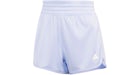 Pantalones cortos Adidas Pacer Essentials de punto para mujer, talle alto, tono violeta/blanco