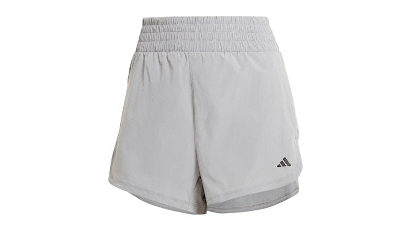 Pre-owned Adidas Originals Women's Pacer Stretchwoven Zipper Pocket Lux Shorts In Grey Three