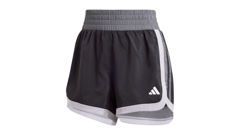 Pre-owned Adidas Originals Women's Pacer Woven Colorblock Highrise Shorts In Black