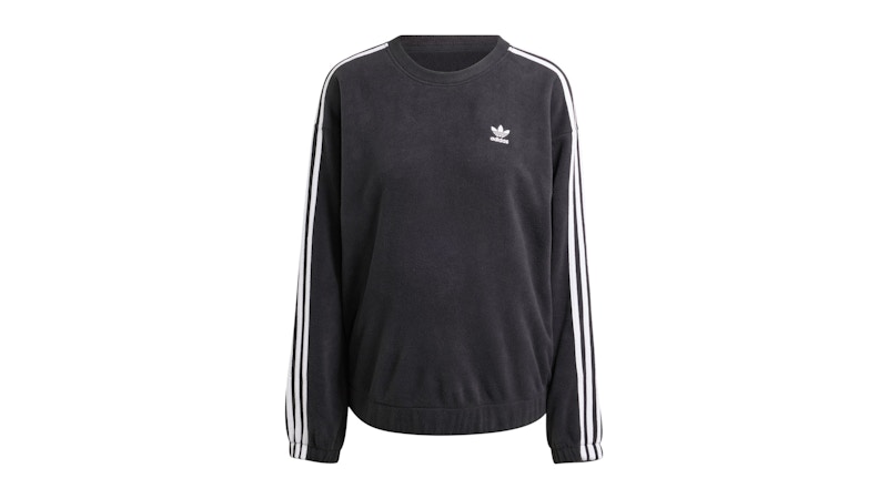 Pre-owned Adidas Originals Women's Polar Fleece Crew Loose Sweatshirt In Black