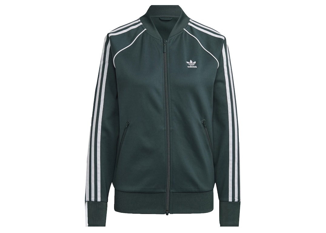 Pre-owned Adidas Originals Adidas Women's Primeblue Sst Track Jacket Mineral Green