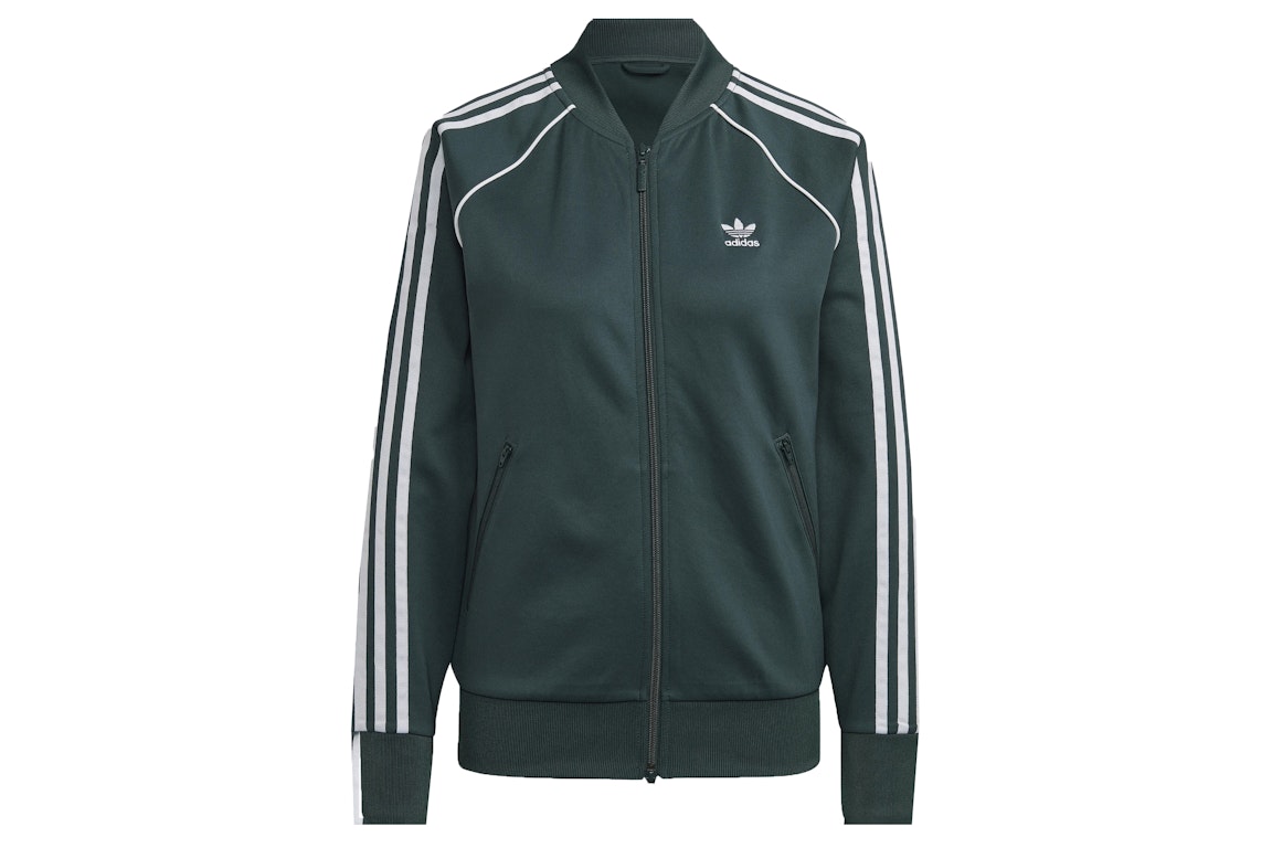 Pre-owned Adidas Originals Adidas Women's Primeblue Sst Track Jacket Mineral Green