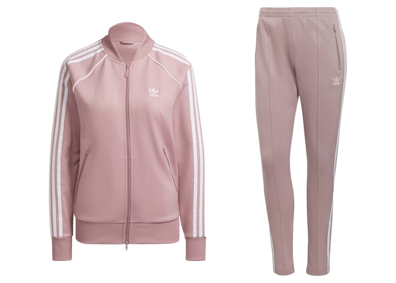 adidas Women's Primeblue SST Track Jacket & Pant Set Magic Mauve