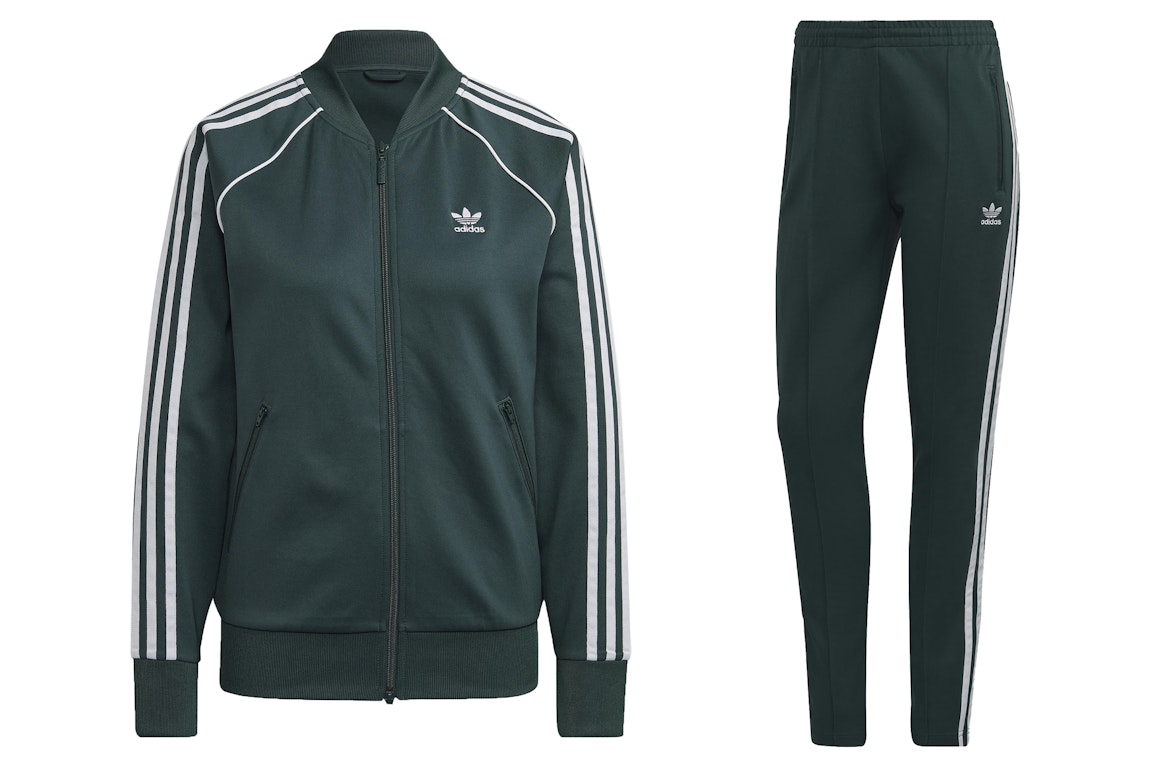 Pre-owned Adidas Originals Adidas Women's Primeblue Sst Track Jacket & Pant Set Mineral Green