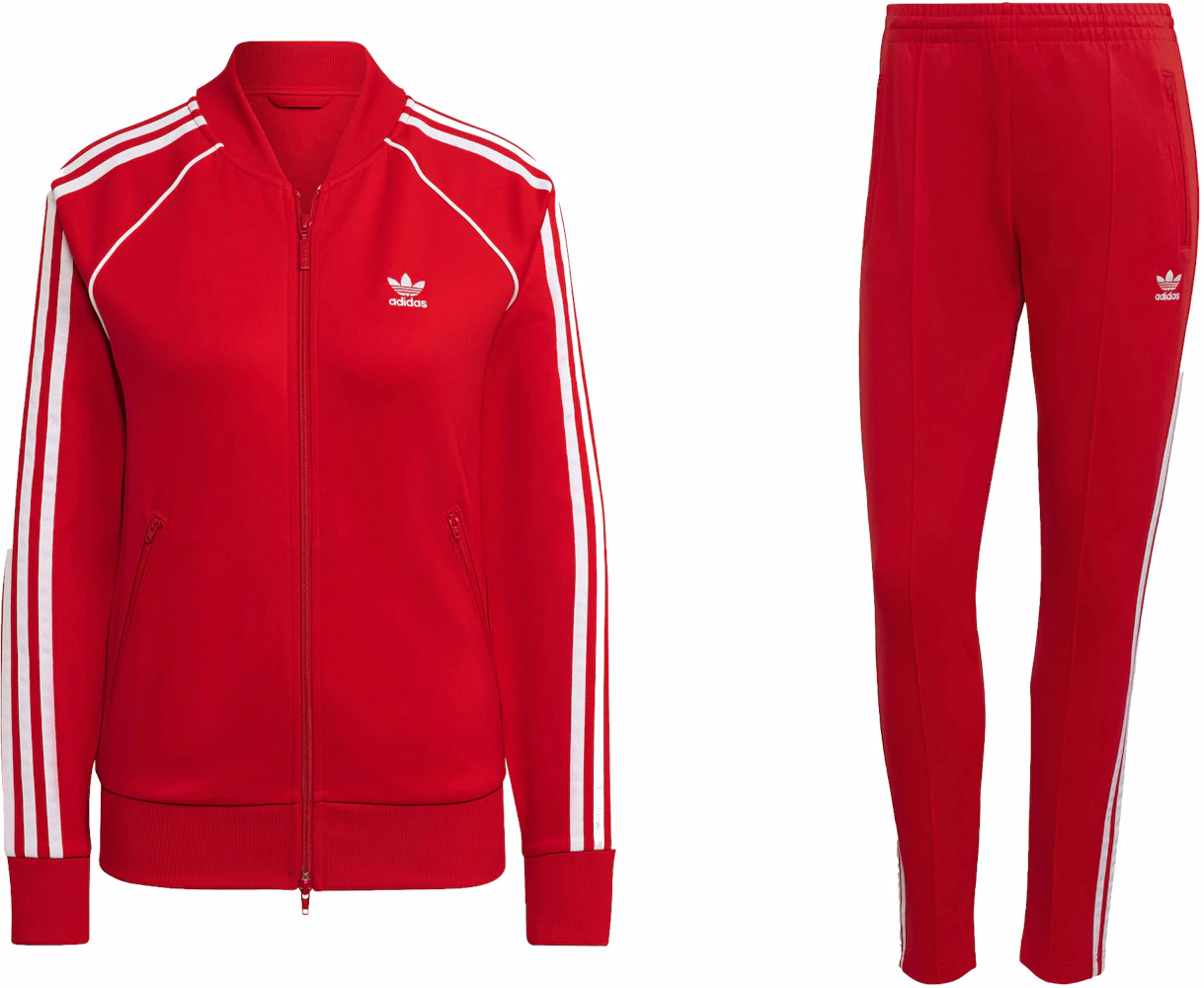 adidas Women's Primeblue SST Track Jacket & Pant Set Vivid Red