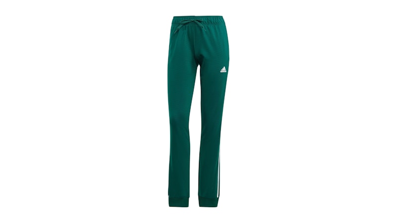 Pre-owned Adidas Originals Women's Primegreen Essentials Warm Slim Tapered 3stripes Track Tracksuit Bottoms In Collegiate Green