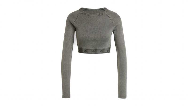 adidas Women's Ribbed Long Sleeve Crop Top Black - SS25 - JP