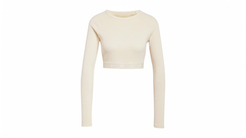 【adidas】RIBBED LONG SLEEVE CROP TOP★クロップド ロンT Ribbed Long Sleeve Crop Top - White | adidas Hong Kong