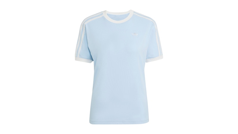 adidas Women's Ruffle 3-Stripes Tee Clear Sky