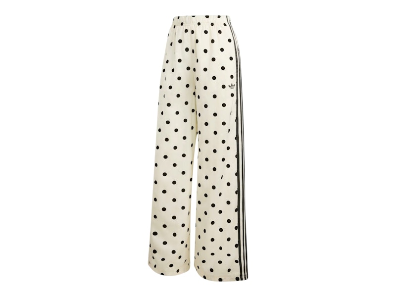 Adidas Women's Satin Polka Dots Wide Leg Pant in Off White