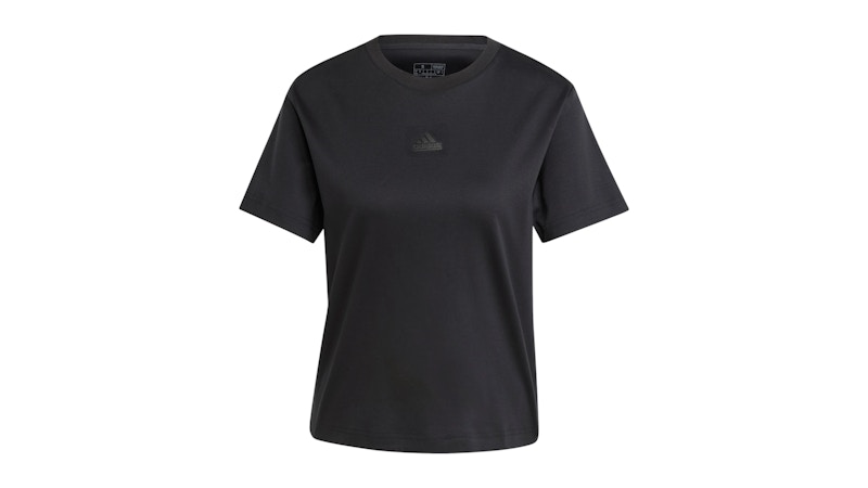 Pre-owned Adidas Originals Women's Signature Graphic Print T-shirt In Black