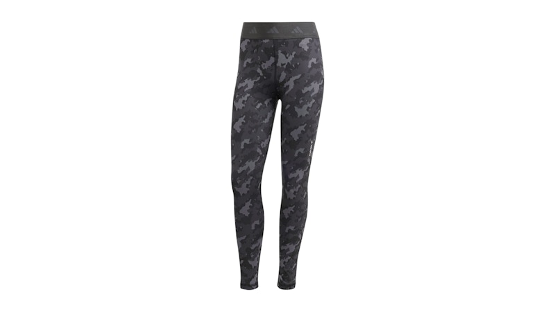 Pre-owned Adidas Originals Women's Techfit Camo 7/8 Leggings In Grey Six/carbon