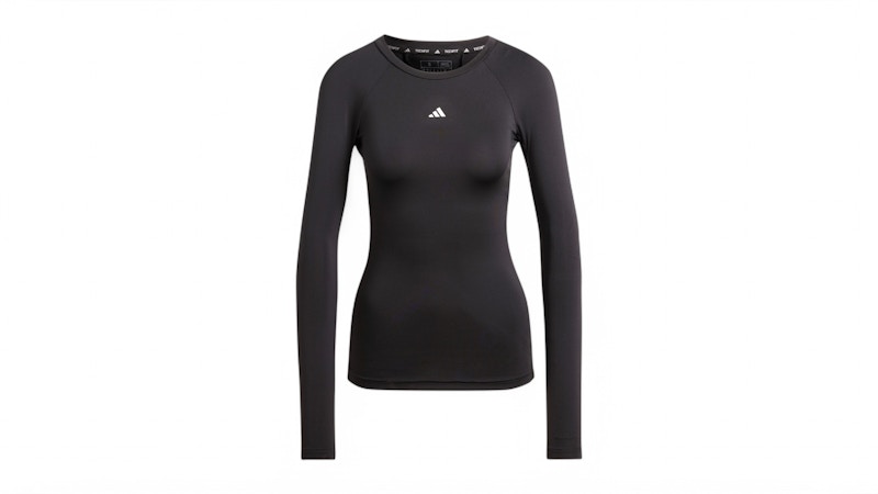 Camiseta adidas Techfit Manga Larga Manga Larga para Mujer Negro