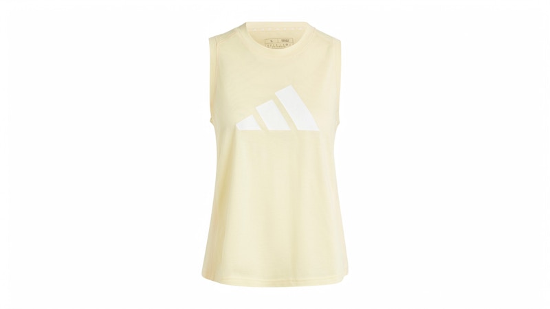 Pre-owned Adidas Originals Women's Train Essentials Big Performance Logo Tank Top In Almost Yellow/white