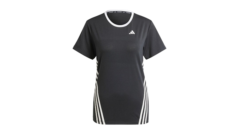 Pre-owned Adidas Originals Women's Trainicons Wrapping 3stripes T-shirt In Black