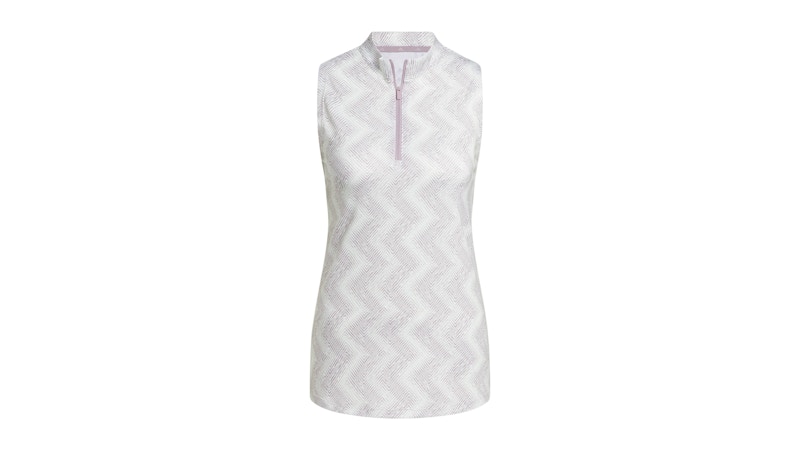 Pre-owned Adidas Originals Women's Ultimate365 Ottoman Printed Sleeveless Polo Shirt In Crystal Jade