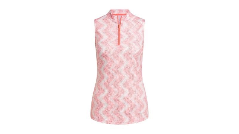 Pre-owned Adidas Originals Women's Ultimate365 Ottoman Printed Sleeveless Polo Shirt In Preloved Scarelet Red