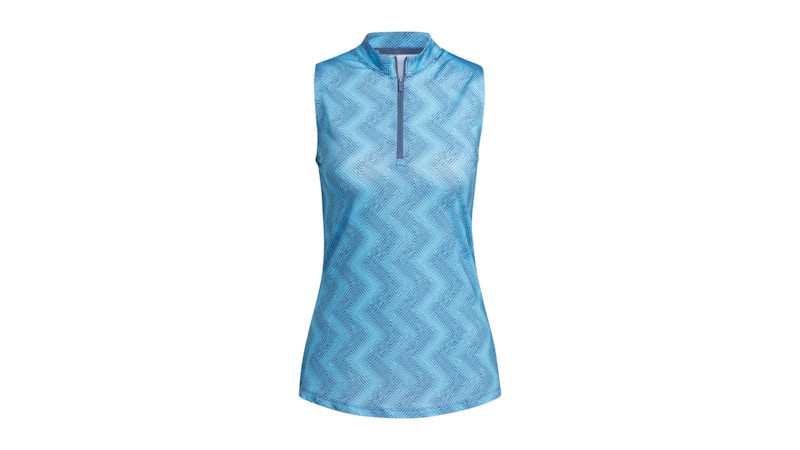 Pre-owned Adidas Originals Women's Ultimate365 Ottoman Printed Sleeveless Polo Shirt In Semi Blue Burst