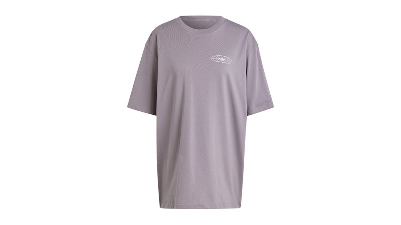 Pre-owned Adidas Originals Women's World Tour Bands T-shirt In Trace Grey