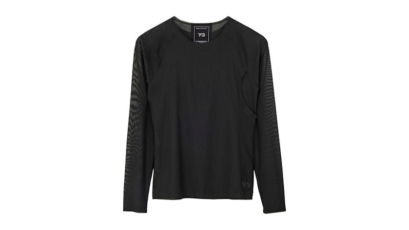 Pre-owned Adidas Originals Women's Y3 Mesh Fitted T-shirt In Black