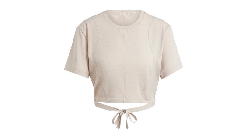 Pre-owned Adidas Originals Women's Yoga T-shirt In Wonder Beige