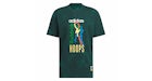 adidas Worldwide Hoops Graphic Tee Collegiate Green/Green Night