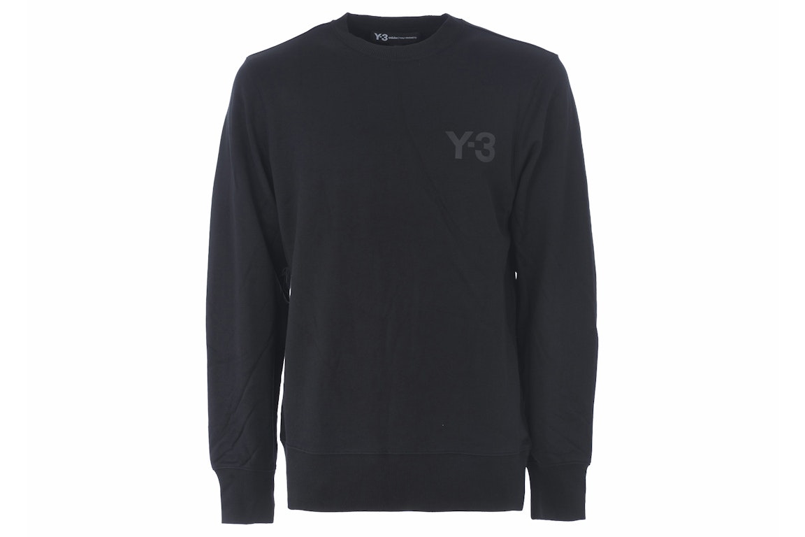 Pre-owned Adidas Originals Adidas Y-3 Classic Logo Front Crew Sweater Black