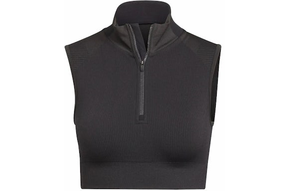 adidas Y-3 Femmes Classic Seamless Knit Cropped Top Noir/Carbone