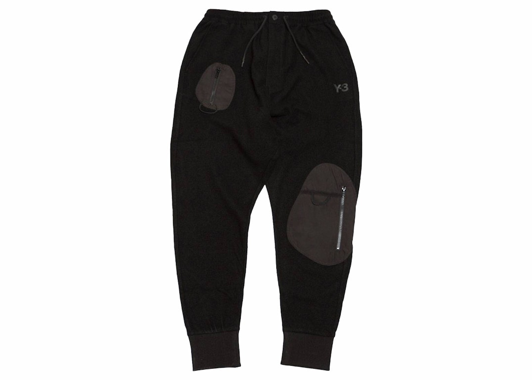 Pre-owned Adidas Originals Adidas Y-3 Wool Jersey Cuffed Pants Black