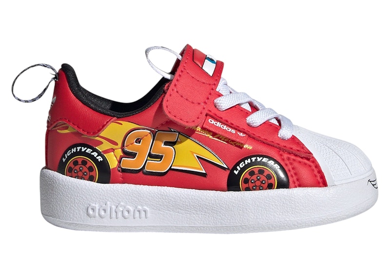 Pre-owned Adidas Originals Adifom Superstar 360 Disney Pixar Cars Lightning Mcqueen Sneakers In Pure Ruby/cloud White/yellow