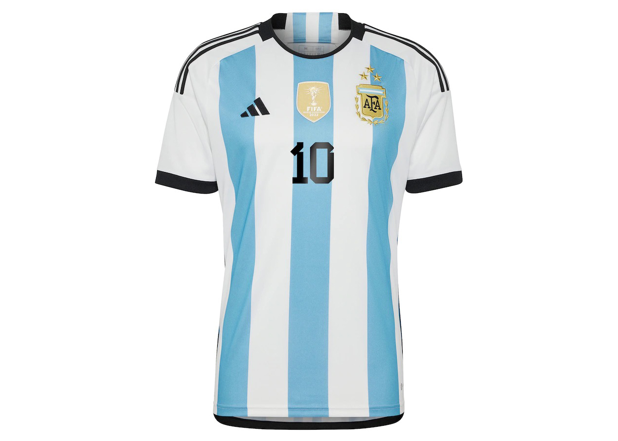 adidas Argentina 23/23 Messi Winners Home Replica Jersey White