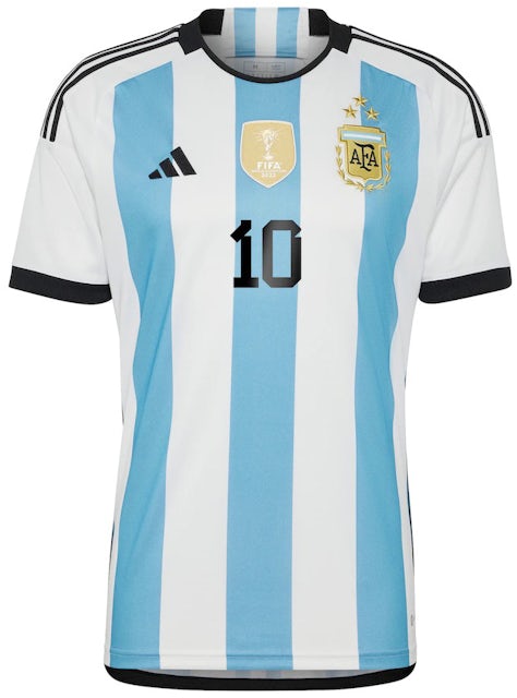 Adidas Argentina 2022-2023 3-Star Lionel Messi #10 Home Replica Jersey, Men's, Medium, Blue